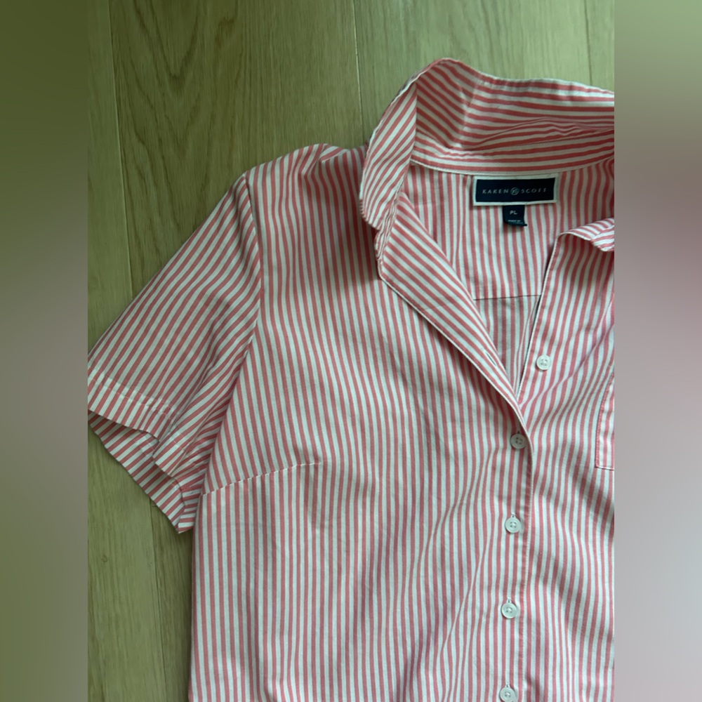Lands' End Pink Striped Shirt